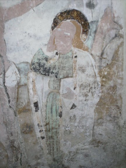 Personnage de la Crucifixion, peinture du XVème